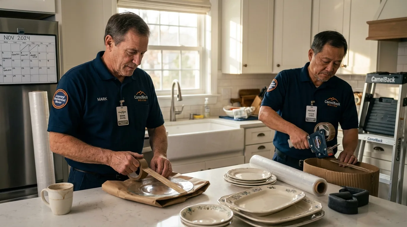 Professional crew packing kitchen dishware in Commerce City, CO